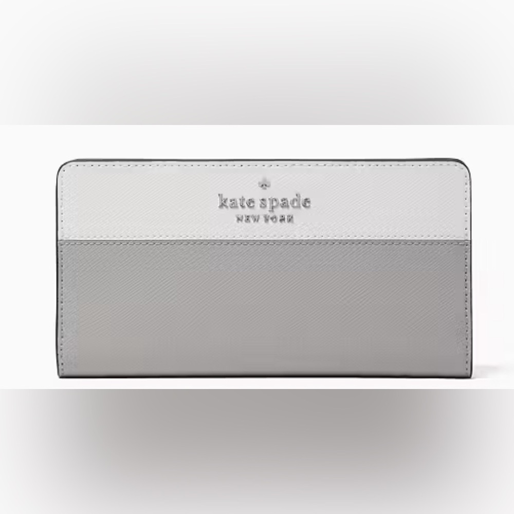 NIB Kate Spade Gray and White Slim BiFold Wallet